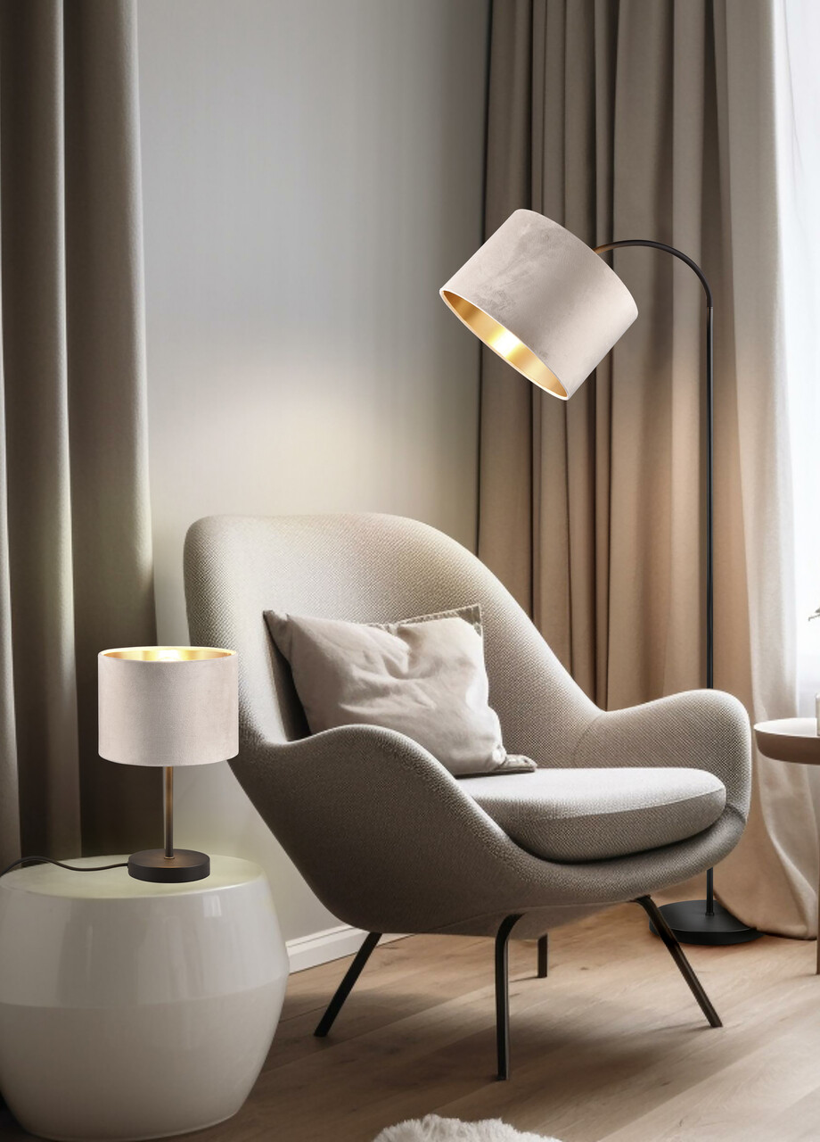 Lampadar Julieta, TRIO, 63x35x156 cm, 60W, 1x E27, metal/textil, negru/bej - imagine 7